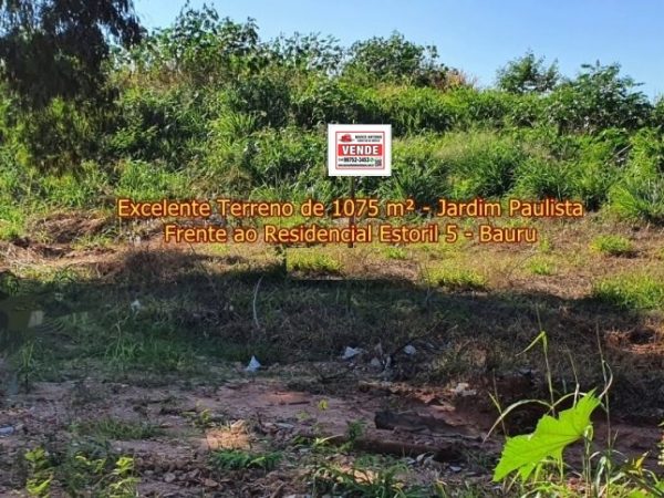 Oportunidade para Investidor –  Terreno de 1075 M² – à venda- Jardim Paulista – Bauru , frente Residencial Estoril 5