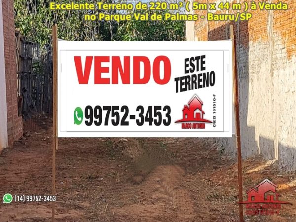 Excelente Terreno no Parque Val de Palmas – Bauru