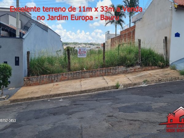 Excelente terreno de 363 m² a Venda no Jardim Europa – Bauru