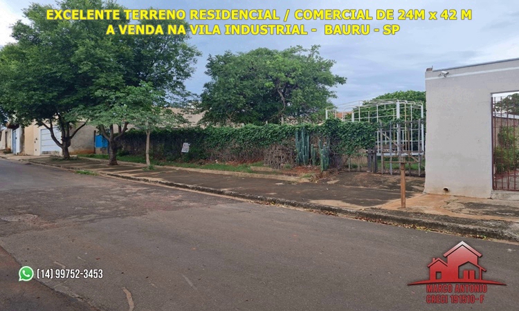 Excelente Terreno Residencial/ Comercial de 940 m² a Venda na Vila Industrial – Bauru