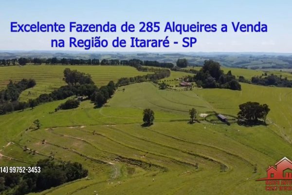 Excelente Fazenda de 285 alqueires a Venda – Região Itararé – SP